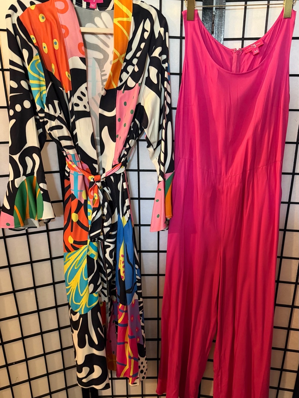 Sassy Jones Magenta and Multi-Color Abstract Kimona and Jump suit. - Picture 2 of 2